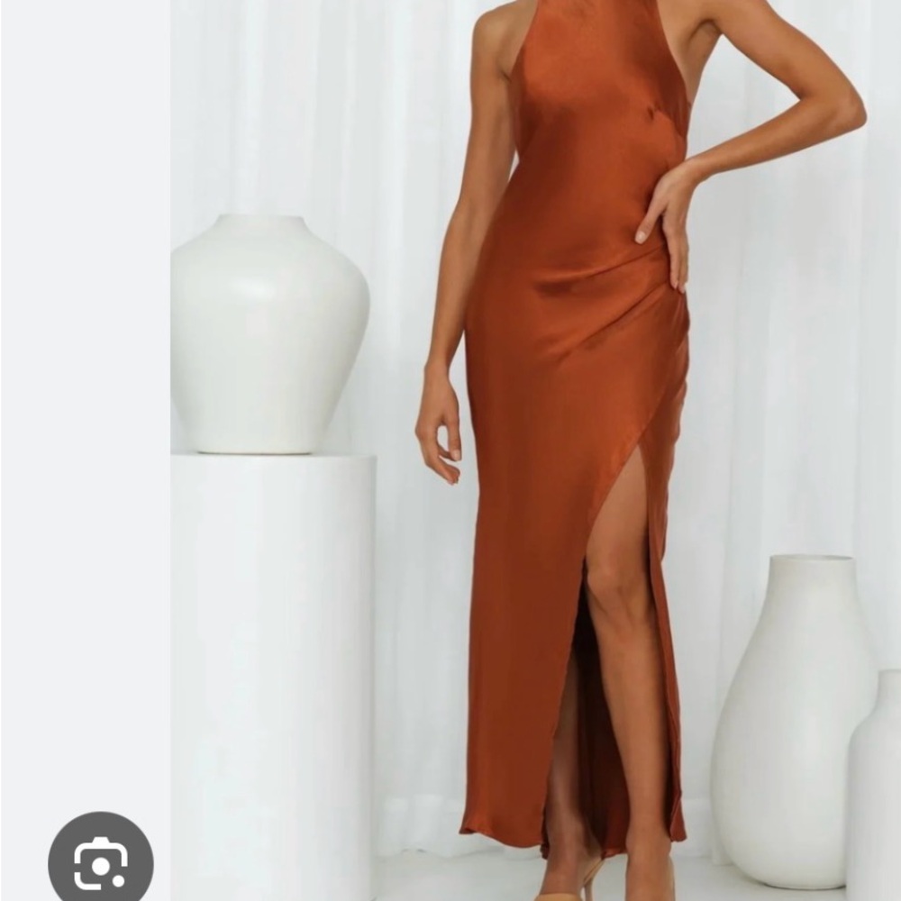 Hello Molly Copper Halter Midi Dress